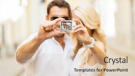  Presentation with tourism selfie - Cool new PPT theme with summer holidays travel vacation tourism backdrop and a lemonade colored foreground