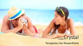  Presentation with vintage retro - Slide deck featuring take picture - young couple having fun background and a lemonade colored foreground