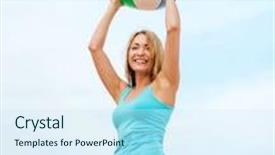  Presentation with beach ball - Audience pleasing presentation theme consisting of summer holidays vacation and beach activities - girl playing ball on the beach backdrop and a sky blue colored foreground