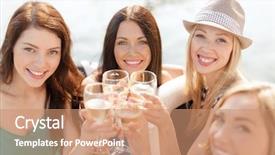  Presentation with summer celebration - Beautiful slide deck featuring summer holidays vacation and celebration backdrop and a coral colored foreground