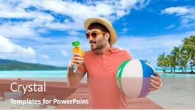  Presentation with beach ball - Presentation theme with summer-holidays-vacation-and-travel background and a coral colored foreground
