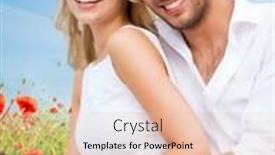  Presentation with dating - Amazing presentation theme having summer holidays vacation dating love and people concept - happy couple having fun over poppy flowers field and blue sky background backdrop and a lemonade colored foreground