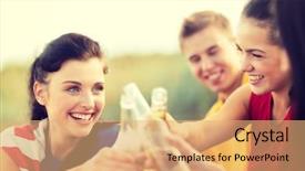  Presentation with summer party - Audience pleasing PPT theme consisting of summer holidays vacation people backdrop and a coral colored foreground