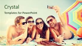  Presentation with shells beach summer holiday - Slide set with summer holidays vacation technology background and a cream colored foreground