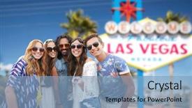  Presentation with tourism selfie - Theme enhanced with summer holidays vacation tourism background and a light blue colored foreground