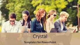  Presentation with teenage - Colorful slide set enhanced with summer internet education campus backdrop and a coral colored foreground