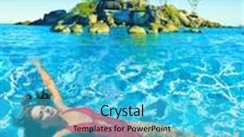  Presentation with swimmer - Audience pleasing PPT theme consisting of summer joy sunshine swimmer backdrop and a cyan colored foreground