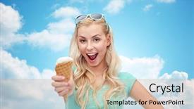  Presentation with junk food - Colorful PPT theme enhanced with summer-junk-food-and-people backdrop and a coral colored foreground