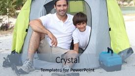  Presentation with camping - Slides featuring summer kids - father and son camping background and a  colored foreground