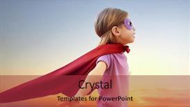  Presentation with superhero - Slides with summer kids - little girl plays superhero background and a red colored foreground