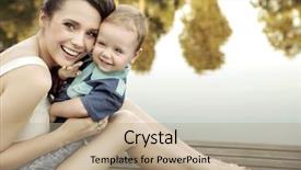  Presentation with mom kids - Cool new presentation theme with summer kids - mom playing with her child backdrop and a coral colored foreground