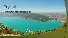  Presentation with mountains - Audience pleasing theme consisting of annecy - summer lake panorama backdrop and a light blue colored foreground