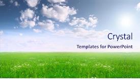  Presentation with wide - Cool new theme with grassy meadow - summer landscape a wide field backdrop and a sky blue colored foreground