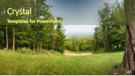  Presentation with blue mountain - Amazing PPT theme having summer landscape above blue mountain backdrop and a tawny brown colored foreground