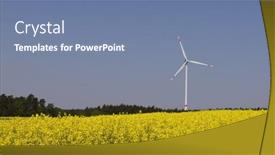  Presentation with windmills - Presentation design featuring summer-landscape-against-the-backdrop background and a seafoam green colored foreground