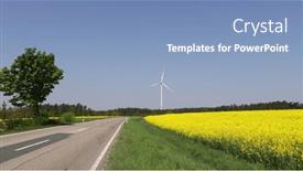  Presentation with windmills - Presentation theme having summer-landscape-against-the-backdrop background and a light blue colored foreground