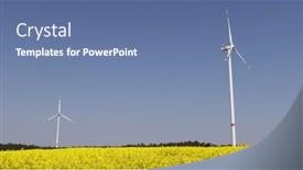  Presentation with windmills - Slides having summer-landscape-against-the-backdrop background and a ocean colored foreground