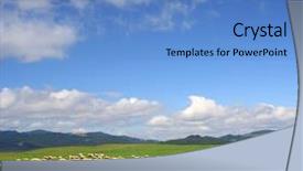  Presentation with poland - Beautiful presentation theme featuring summer landscape and herd sheep backdrop and a teal colored foreground