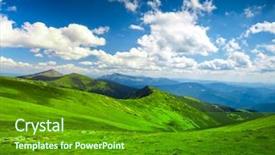  Presentation with sky blue - Presentation consisting of summer-landscape-beautiful-mountains background and a tawny brown colored foreground