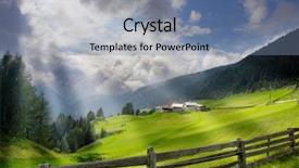  Presentation with forrest - Cool new presentation design with summer landscape forrest and meadow backdrop and a seafoam green colored foreground