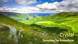  Presentation with blue mountain - Amazing presentation theme having summer-landscape-green-mountain backdrop and a tawny brown colored foreground