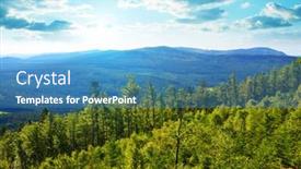  Presentation with mountain view - Audience pleasing slide deck consisting of summer-landscape-in-national-park backdrop and a teal colored foreground