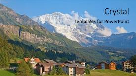  Presentation with region - Presentation design having summer-landscape-in-the-jungfrau background and a light blue colored foreground