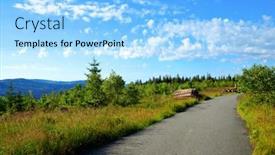  Presentation with mountain top - PPT theme featuring summer-landscape-in-the-national background and a light blue colored foreground