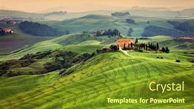  Presentation with tuscany - Presentation design consisting of summer landscape in tuscany italy europe background and a tawny brown colored foreground