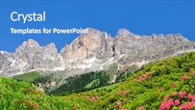  Presentation with octagon in italy - Slide deck consisting of summer landscape mountains - dolomite peaks rosengarten val di background and a teal colored foreground