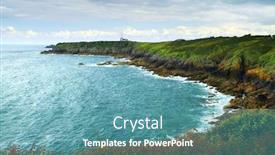  Presentation with atlantic - PPT theme with summer landscape of atlantic coastline in brittany france background and a teal colored foreground