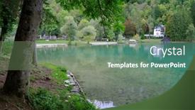  Presentation with europe - Presentation consisting of summer-landscape-of-lake-bled background and a ocean colored foreground