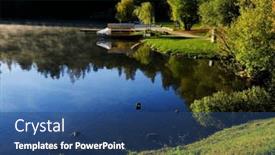  Presentation with europe - PPT theme featuring summer-landscape-of-lake-bled background and a ocean colored foreground