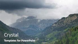  Presentation with summer - Theme having summer-landscape-of-sella-mountains background and a ocean colored foreground