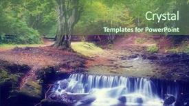  Presentation with forest stream - PPT layouts consisting of summer landscape with a beautiful beech forest mountain stream with cascades soft effect color toning background and a seafoam green colored foreground