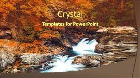  Presentation with forest stream - Colorful PPT theme enhanced with summer landscape with a beautiful beech forest mountain stream with cascades soft effect color toning backdrop and a tawny brown colored foreground