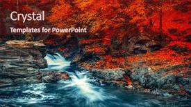  Presentation with forest stream - PPT theme having summer landscape with a beautiful beech forest mountain stream with cascades soft effect color toning background and a tawny brown colored foreground