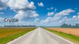  Presentation with asphalt - Colorful PPT theme enhanced with summer landscape with asphalt road backdrop and a light blue colored foreground