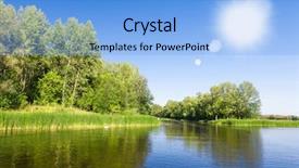  Presentation with lake - Amazing PPT theme having forest lake and blue backdrop and a light blue colored foreground