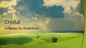  Presentation with green gram - Cool new presentation design with summer landscape with green grass backdrop and a yellow colored foreground