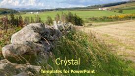  Presentation with summer - Presentation design consisting of landscape with old drystone dike background and a tawny brown colored foreground