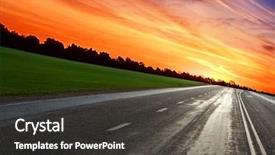  Presentation with landscape - Cool new slide deck with summer landscape with old road backdrop and a dark gray colored foreground