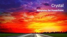  Presentation with landscape - Beautiful PPT layouts featuring summer landscape with old road backdrop and a violet colored foreground