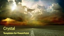  Presentation with brown old fashioned landscape - PPT theme featuring summer landscape with old road background and a tawny brown colored foreground