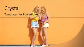  Presentation with technology - Slides with summer leisure and technology concept background and a yellow colored foreground