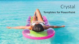  Presentation with mattress - Audience pleasing slide deck consisting of summer-luxury-vacation-relaxation-bikini backdrop and a light blue colored foreground