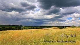  Presentation with storm clouds - PPT layouts having summer meadow under dark clouds background and a gold colored foreground