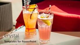  Presentation with restaurant - Theme enhanced with summer-mocktail-in-the-restaurant background and a coral colored foreground