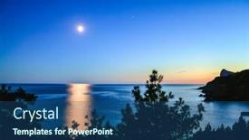  Presentation with lunar - Theme having summer-moonlit-night-lunar-path background and a ocean colored foreground