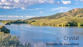  Presentation with pigeon ford mountains - Presentation design consisting of summer-morning-on-horsetooth-reservoir background and a light blue colored foreground